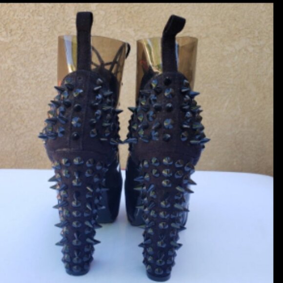 SEE ME SPIKING  Spike Platform Boots  Black Suede & See Through  ( BRAND NEW ! ) - Picture 4 of 10